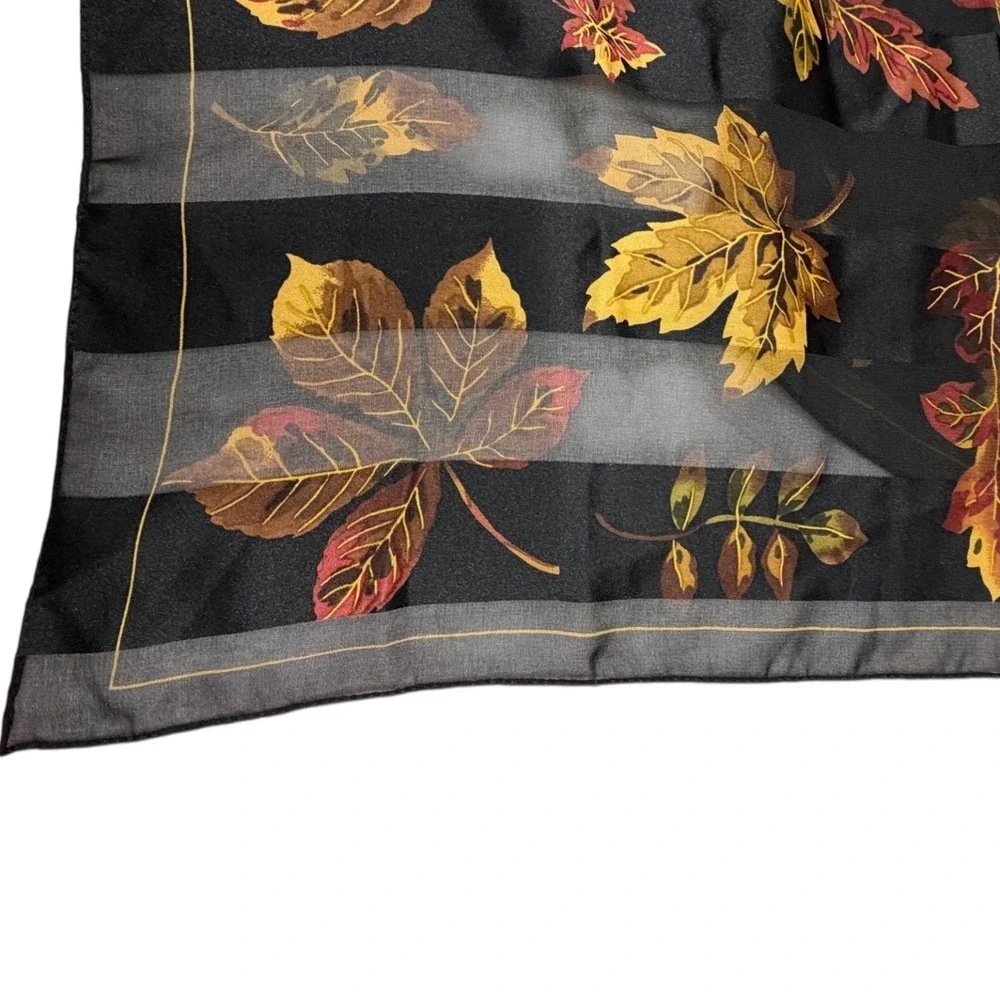 Womens Black Fall Leaves Scarf Wrap Polyester‎ Lightweight